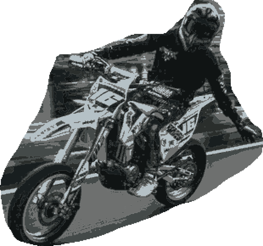 Motorcycle rider silhouette cutout validation artifact
