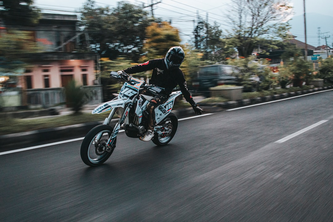 Motorcycle rider source photo used for silhouette trace validation